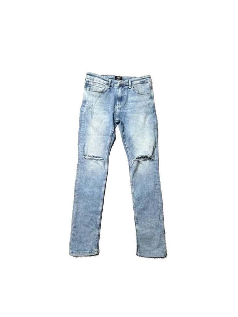 Forever 21 Men's Light Wash Slim Fit Distressed Knee Denim Jeans